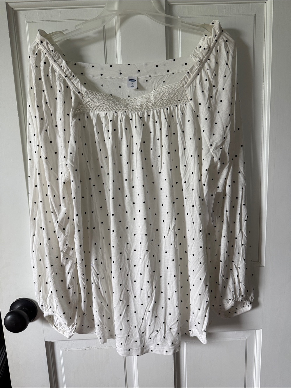 Old Navy White Blouse with Black Polka Dots